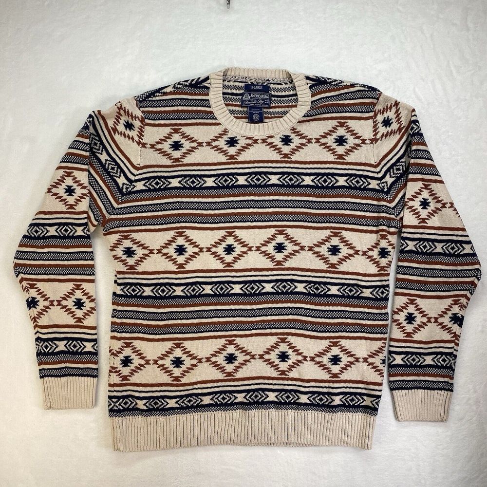 American Rag Men's Chalet Geometric Print Grandpa Cosby Pullover Sweater Sz XL